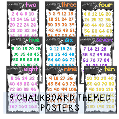 Skip Counting Posters | Chalkboard Theme