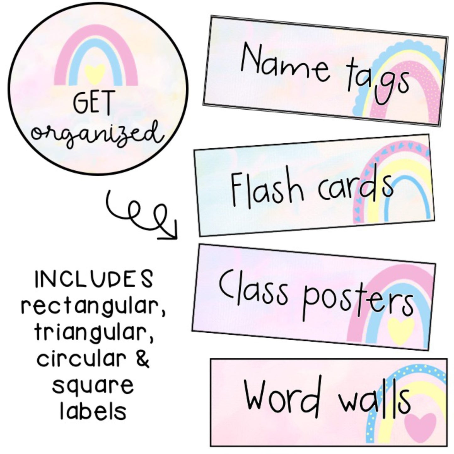 Editable Labels | Classroom Labels | Pastel Rainbow