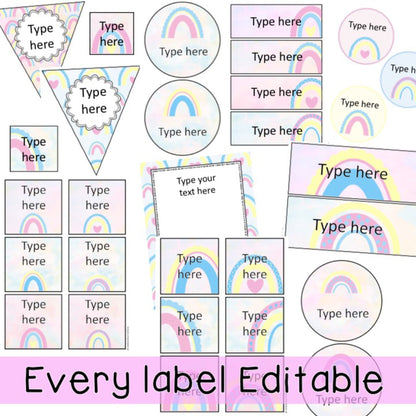 Editable Labels | Classroom Labels | Pastel Rainbow