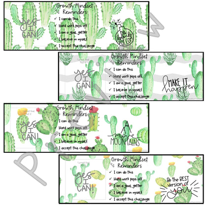 Growth Mindset Editable Desk Name Tags [Cactus / Succulent theme]