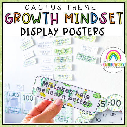 Growth Mindset Poster Display | Growth Mindset Posters | Cacti & Succulent Theme