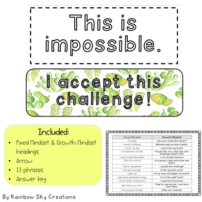 Growth Mindset Poster Display | Growth Mindset Posters | Cacti & Succulent Theme