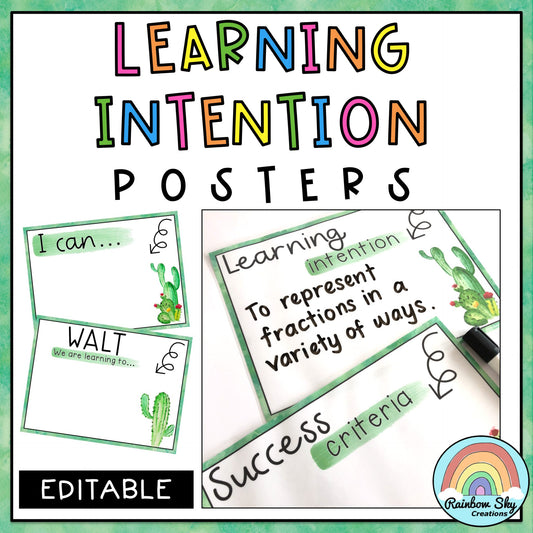 Cactus Learning Intention Posters | WALT WILF TIB