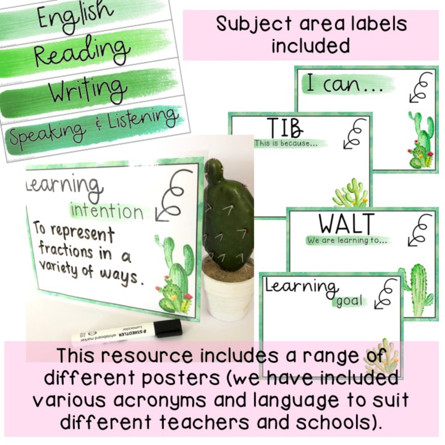 Cactus Learning Intention Posters | WALT WILF TIB