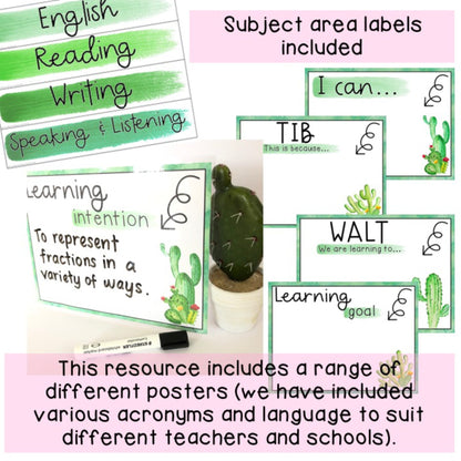 Cactus Learning Intention Posters | WALT WILF TIB