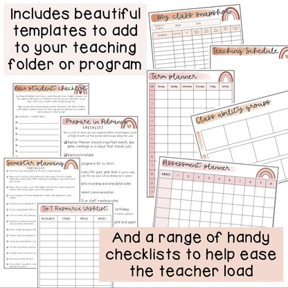 Teacher Checklists and Forms | Back to School | Neutral Blush Rainbow