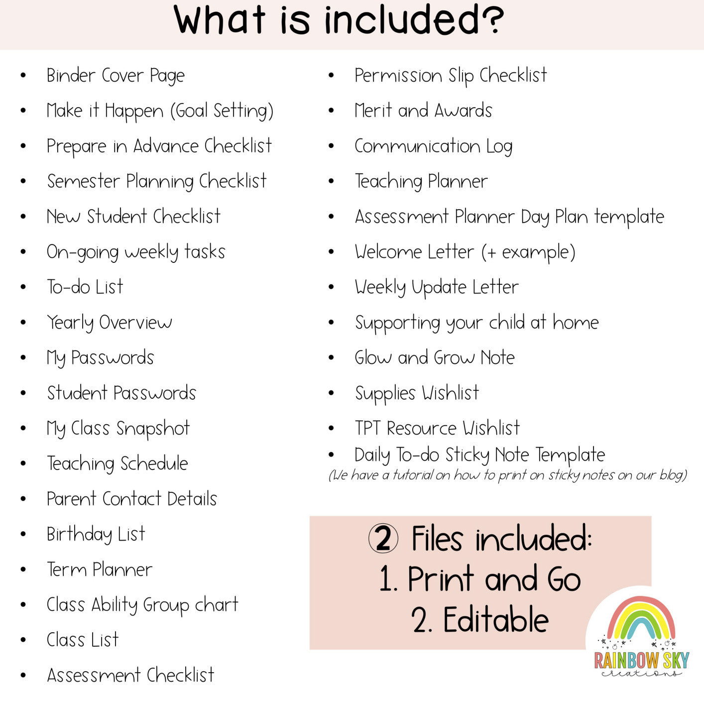 Teacher Checklists and Forms | Back to School | Neutral Blush Rainbow