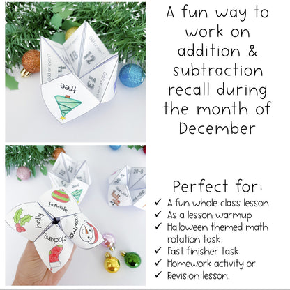 Christmas Math Chatterboxes | December Math Centers | 1st Grade 2nd Grade