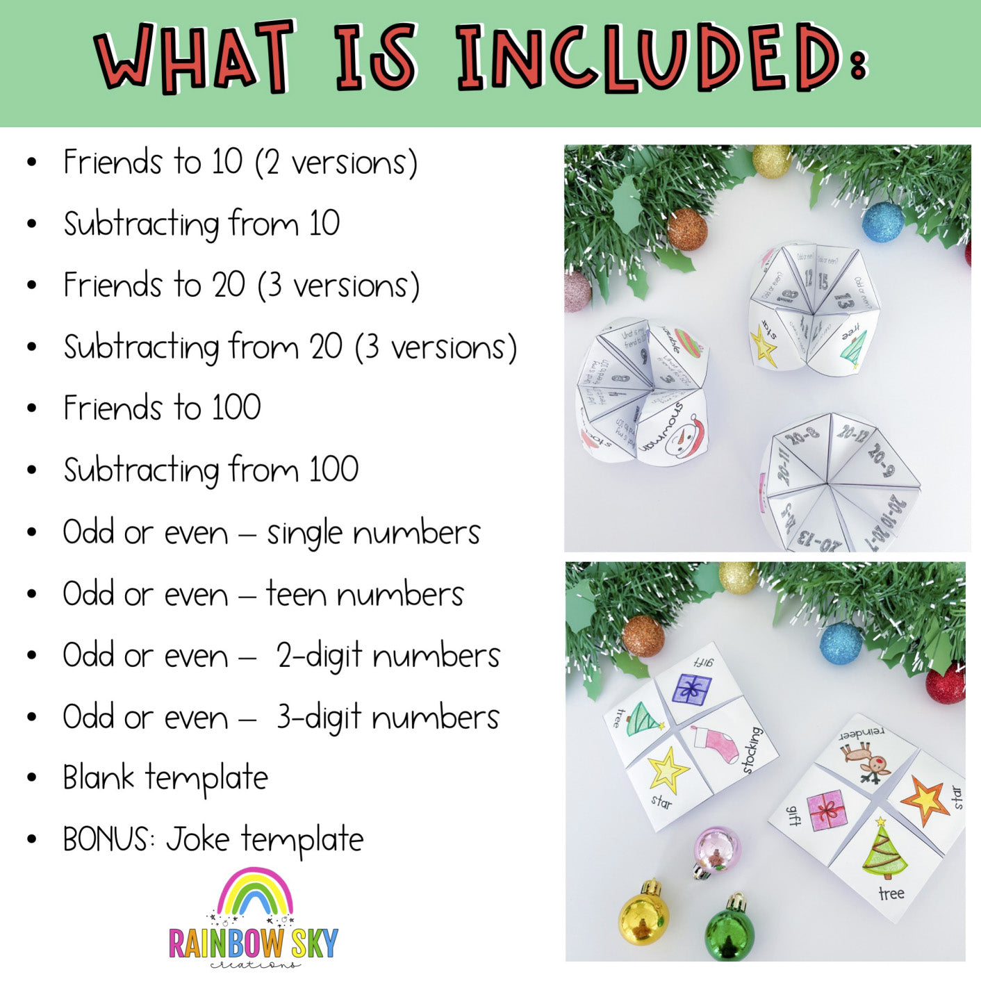 Christmas Math Chatterboxes | December Math Centers | 1st Grade 2nd Grade