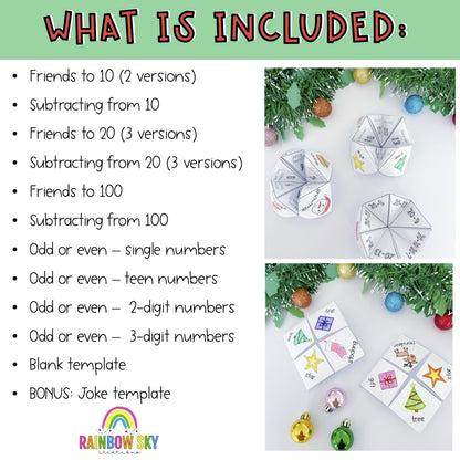 Christmas Math Chatterboxes | December Math Centers | 1st Grade 2nd Grade