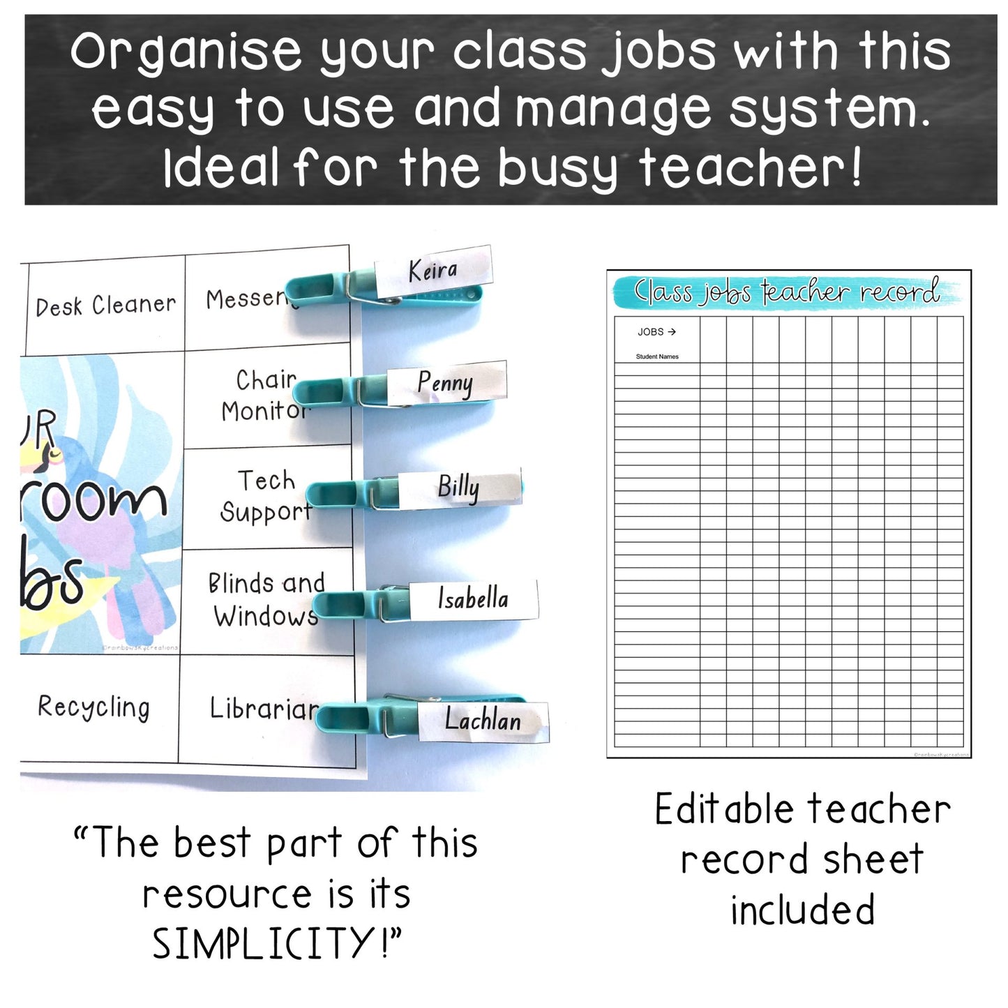 Classroom Job Templates / Simple Classroom Jobs [Toucan theme]