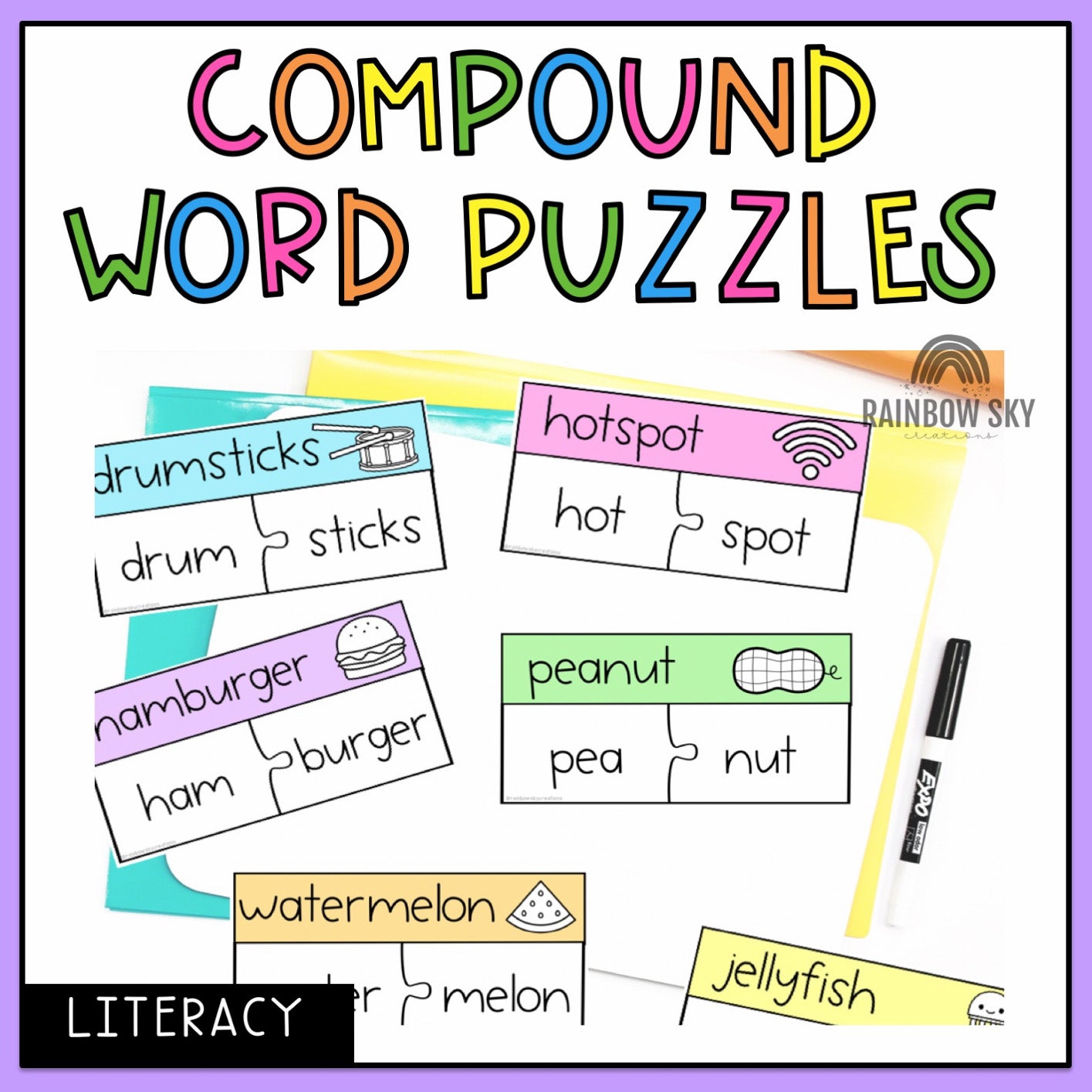 Compound Word Puzzles | Compound Spelling Activity – Rainbow Sky ...