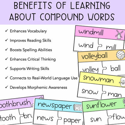 Compound Word Puzzles | Compound Spelling Activity