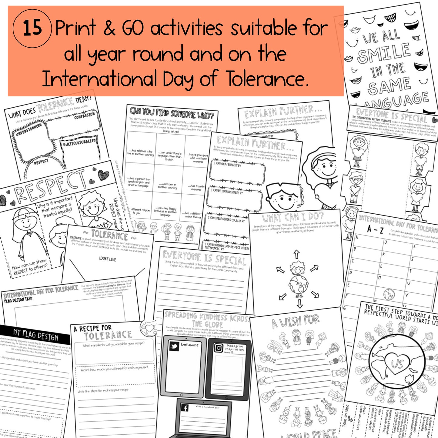 Tolerance & Diversity Activities | International Day for Tolerance SEL | Yr 3-4