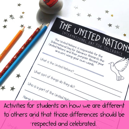 Tolerance & Diversity Activities | International Day for Tolerance SEL | Yr 5-6