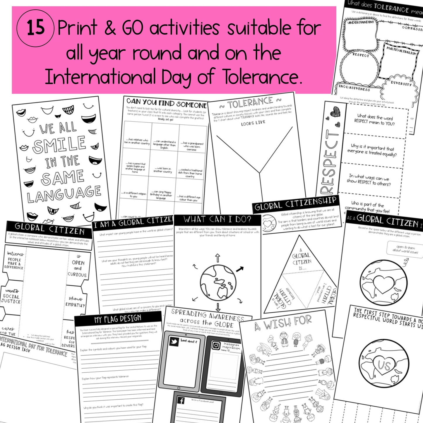 Tolerance & Diversity Activities | International Day for Tolerance SEL | Yr 5-6