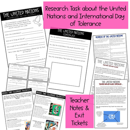 Tolerance & Diversity Activities | International Day for Tolerance SEL | Yr 5-6