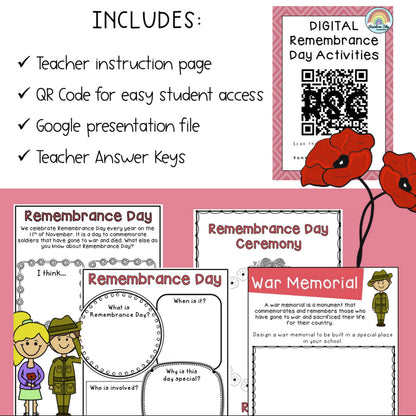 DIGITAL Remembrance Day Activities | Years 3 - 6 | Paperless