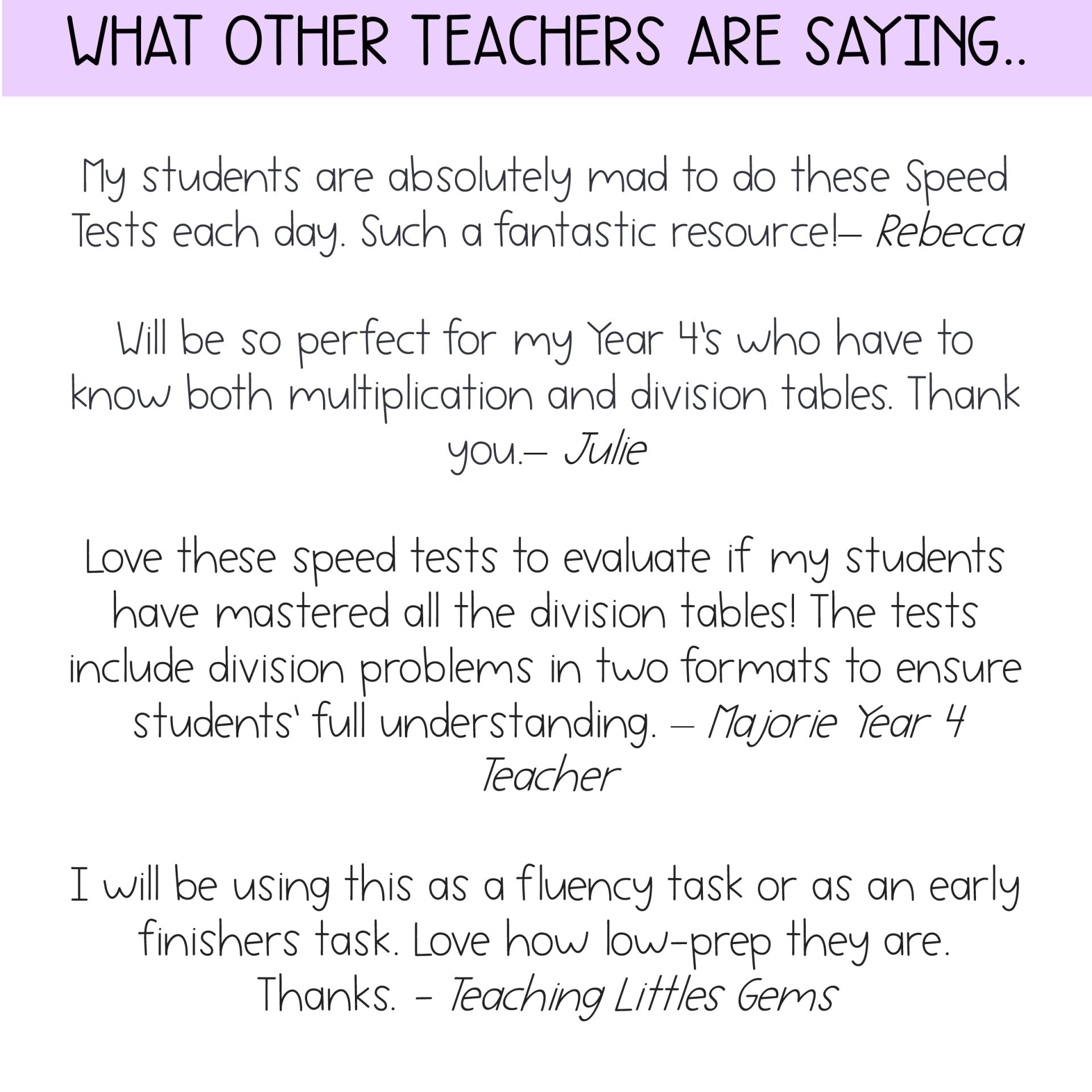 Division Speed Test Booklet | Dividing by 3, 4, 6