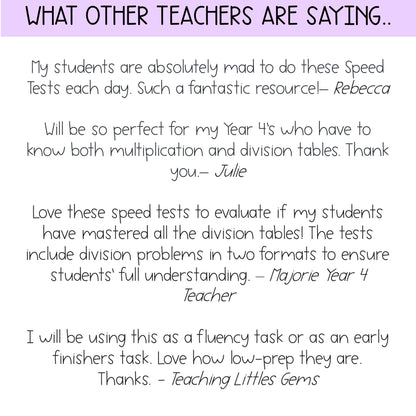 Division Speed Test Booklet | Dividing by 3, 4, 6