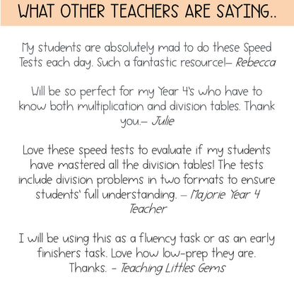 Division Speedy Number Booklet | Dividing by 11, 12, Mixed [Mental Maths]