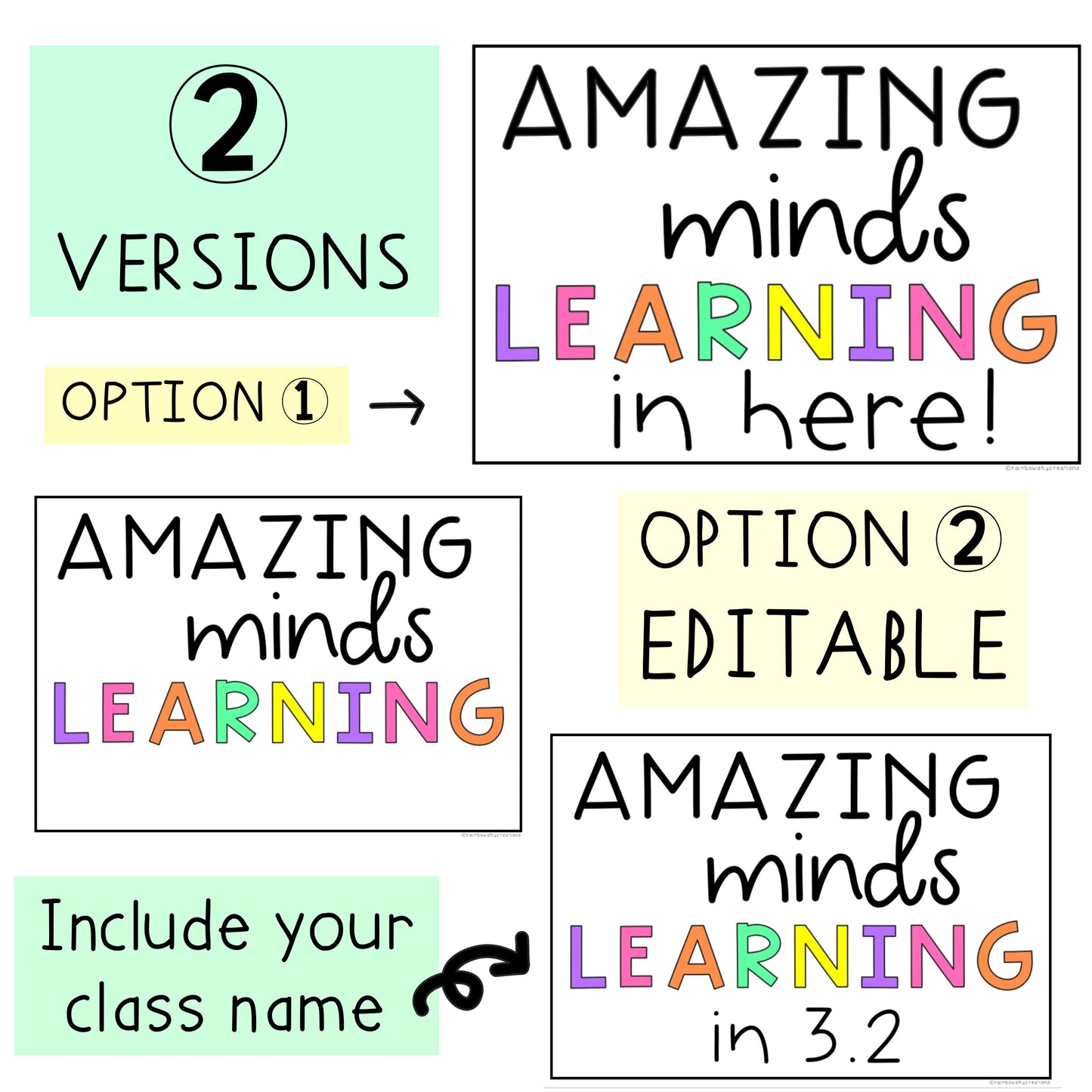 Editable Door Displays | Awesome Learners Door Sign | Rainbow Theme