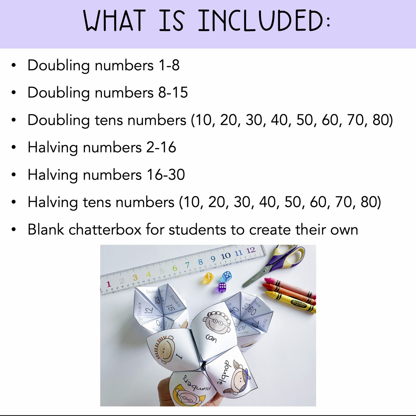 Doubles and Halves Chatterboxes | Doubling Maths Centres