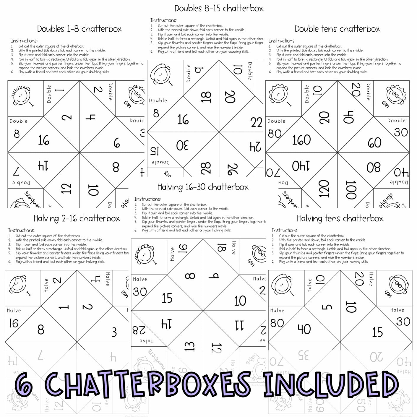 Doubles and Halves Chatterboxes | Doubling Maths Centres