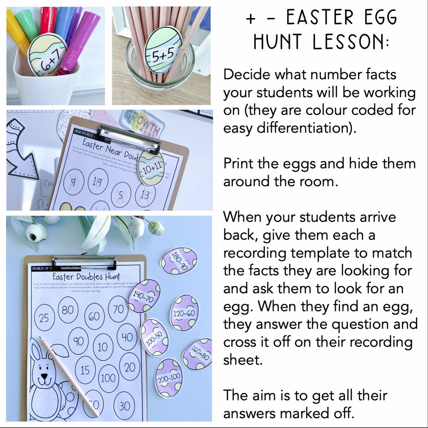 Doubles and Near Doubles Easter Egg Hunt | Easter Addition and Subtraction