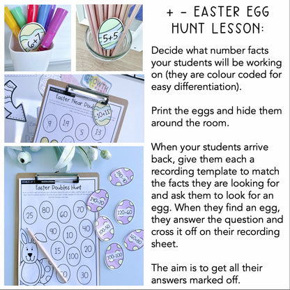 Doubles and Near Doubles Easter Egg Hunt | Easter Addition and Subtraction