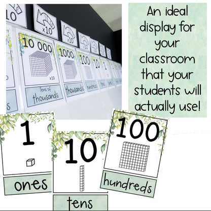 Place Value Chart | Interactive Place Value Posters | Eucalyptus Theme