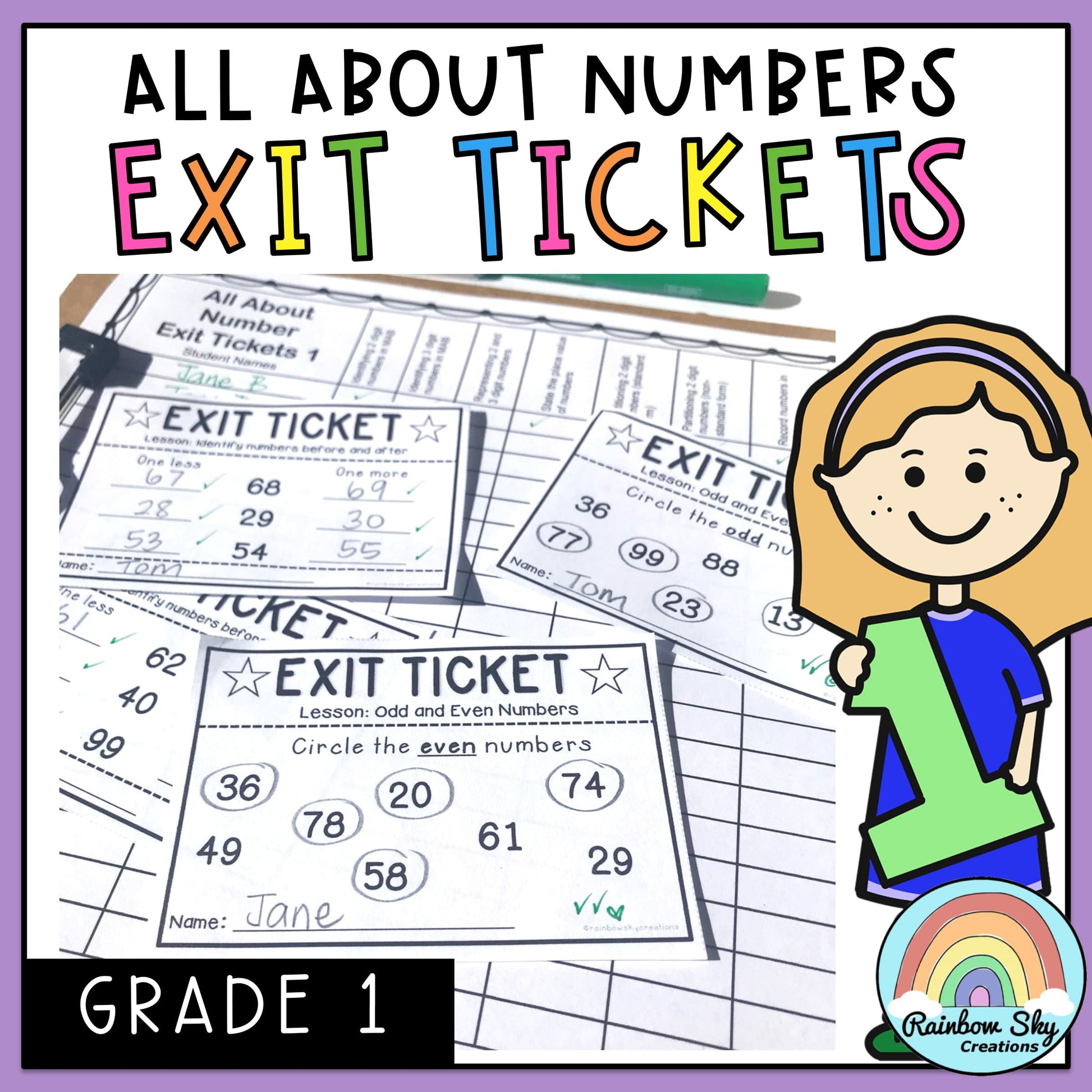 Math Exit Tickets | Math Exit Slips | Math Number Sense Assessment | Grade 1