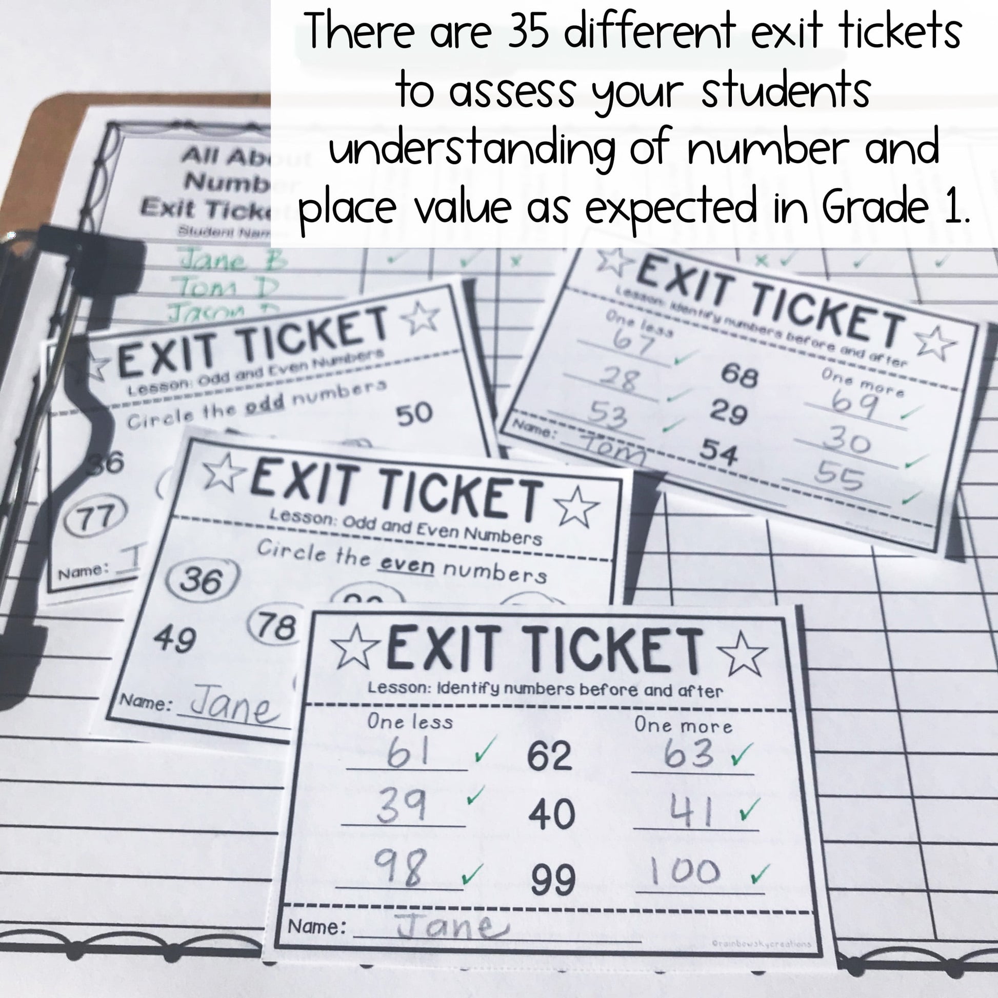 Math Exit Tickets | Math Exit Slips | Math Number Sense Assessment | Grade 1