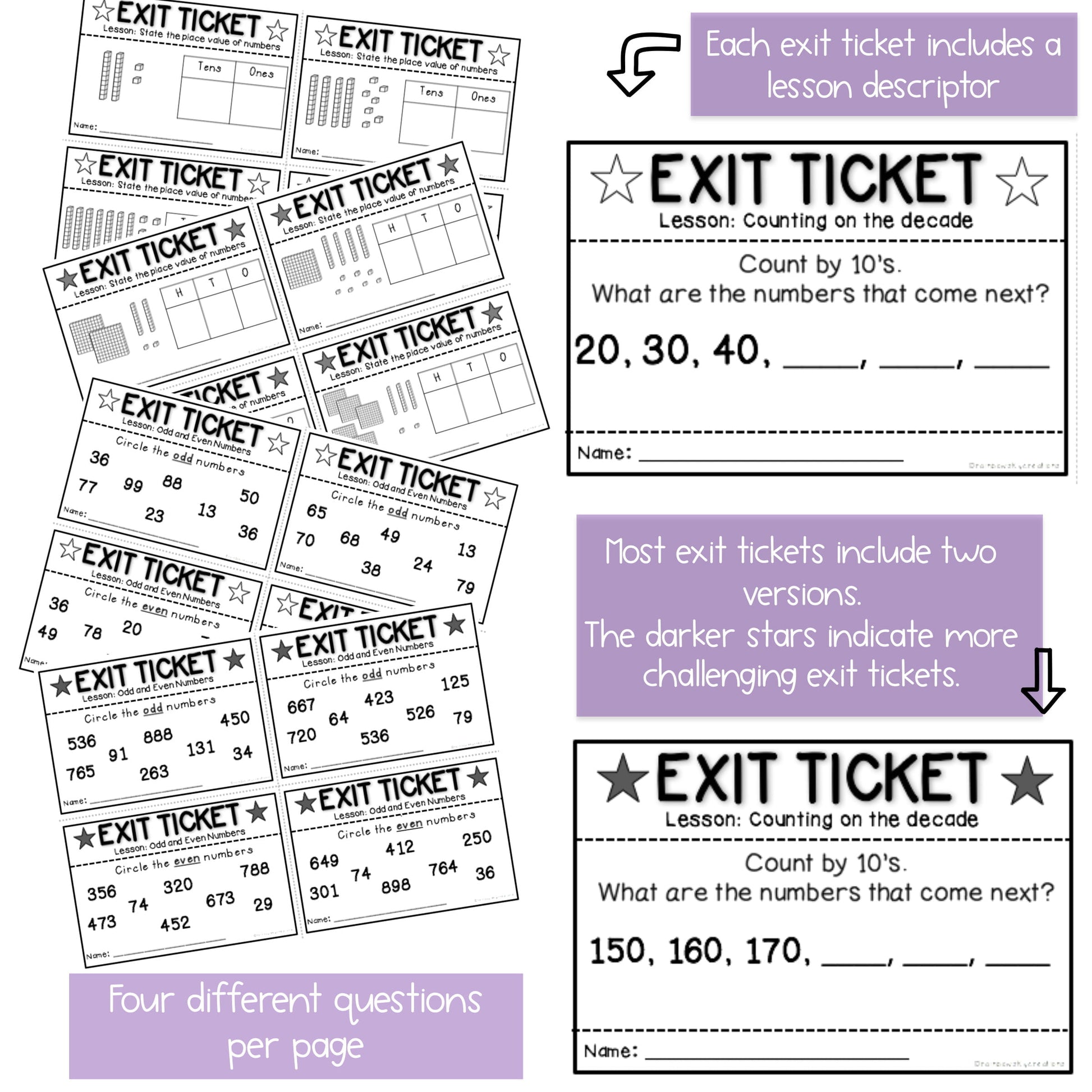 Math Exit Tickets | Math Exit Slips | Math Number Sense Assessment | Grade 1