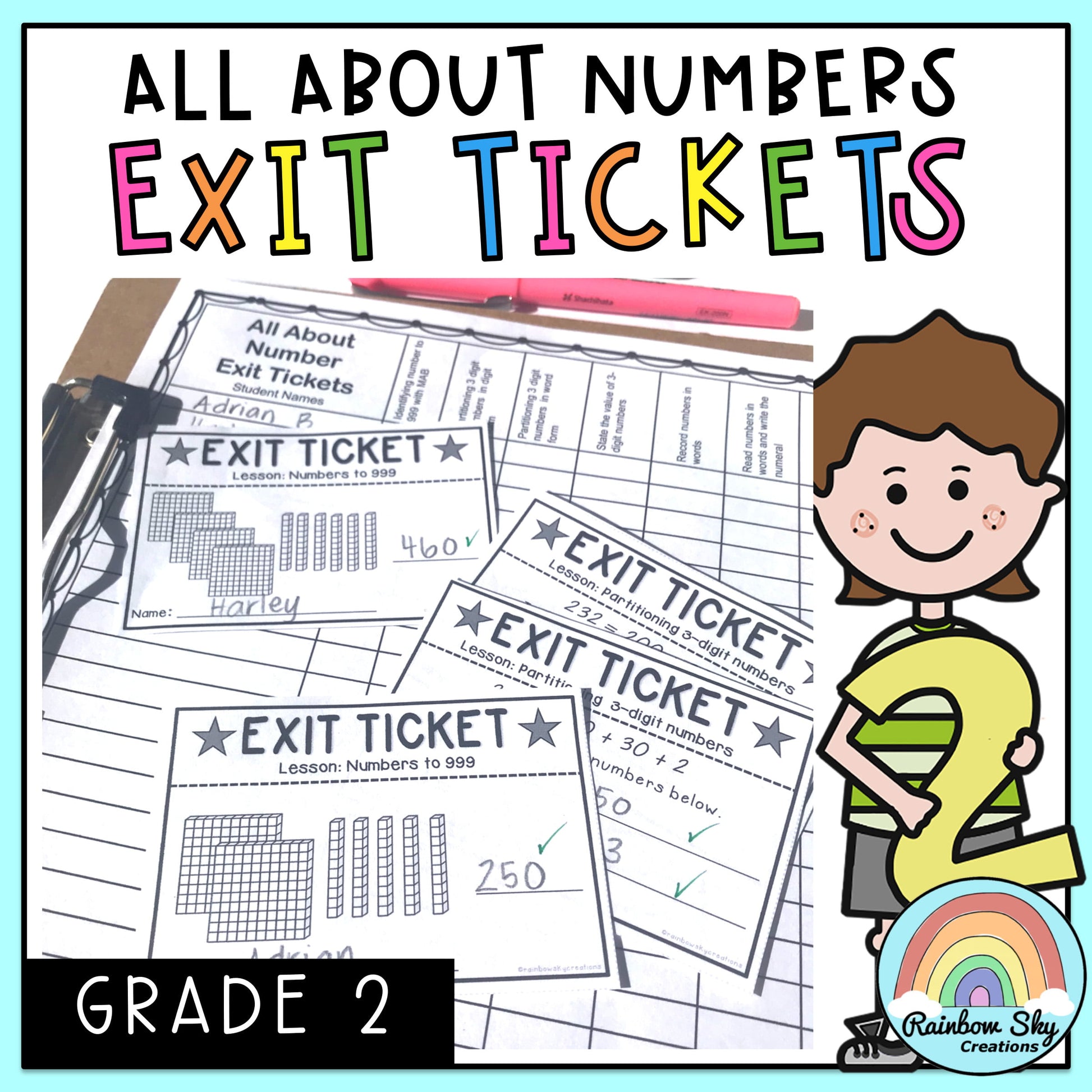 Math Exit Tickets | Math Exit Slips | Math Assessment | Number Sense Grade 2