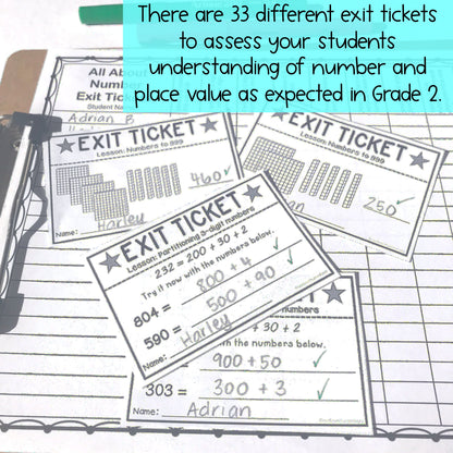 Math Exit Tickets | Math Exit Slips | Math Assessment | Number Sense Grade 2