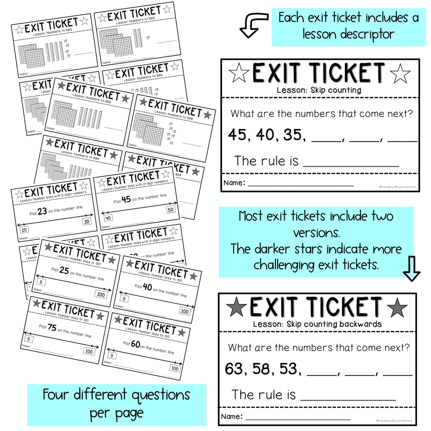 Math Exit Tickets | Math Exit Slips | Math Assessment | Number Sense Grade 2