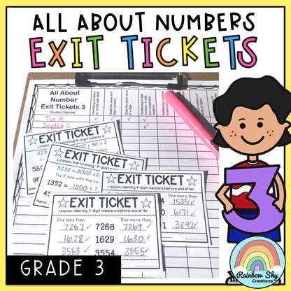 Math Exit Tickets | Exit Slips | Math Assessment | Number Sense Grade 3