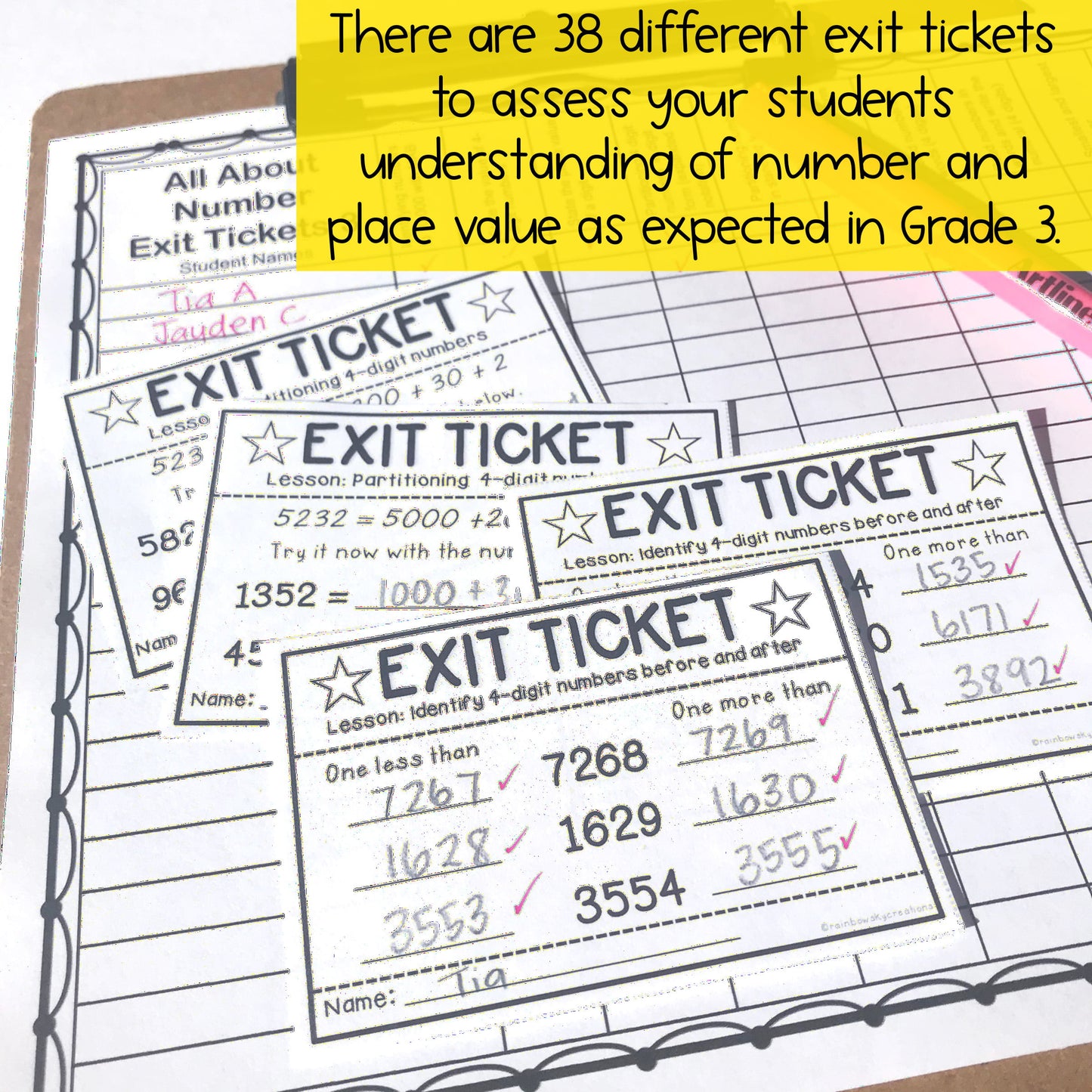 Math Exit Tickets | Exit Slips | Math Assessment | Number Sense Grade 3