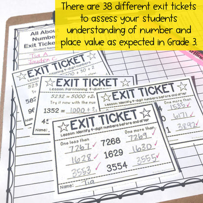 Math Exit Tickets | Exit Slips | Math Assessment | Number Sense Grade 3