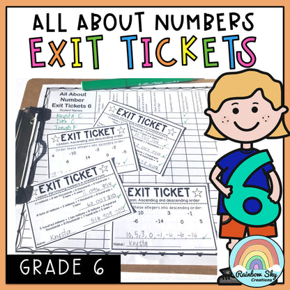 Math Exit Tickets | Exit Slips Assessment | Number Sense Grade 6