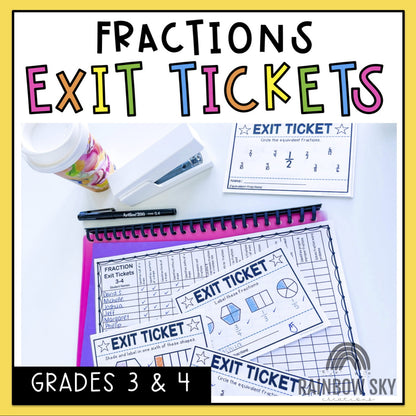 Fractions Exit Tickets | Math Exit Slips | Fractions Test Prep