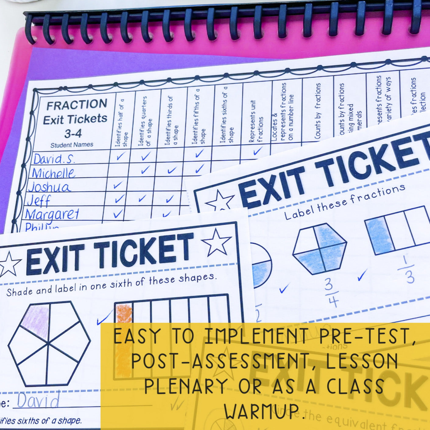 Fractions Exit Tickets | Math Exit Slips | Fractions Test Prep