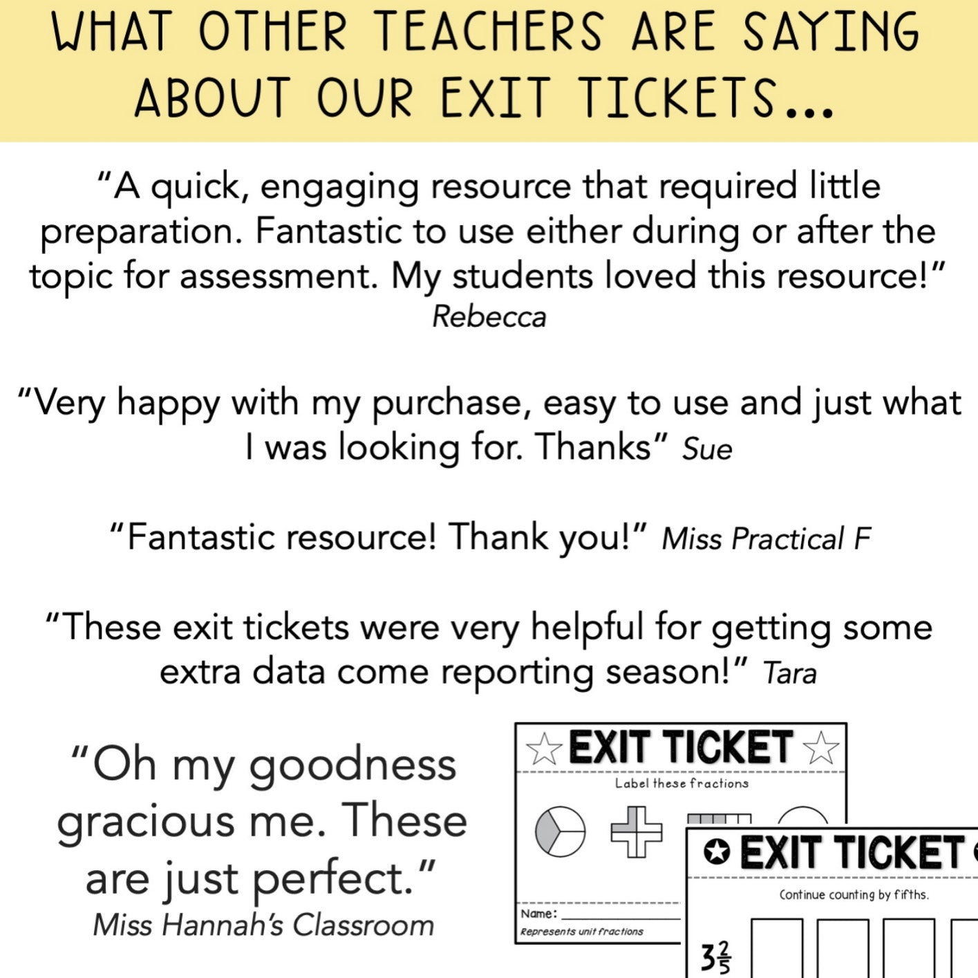 Fractions Exit Tickets | Math Exit Slips | Fractions Test Prep