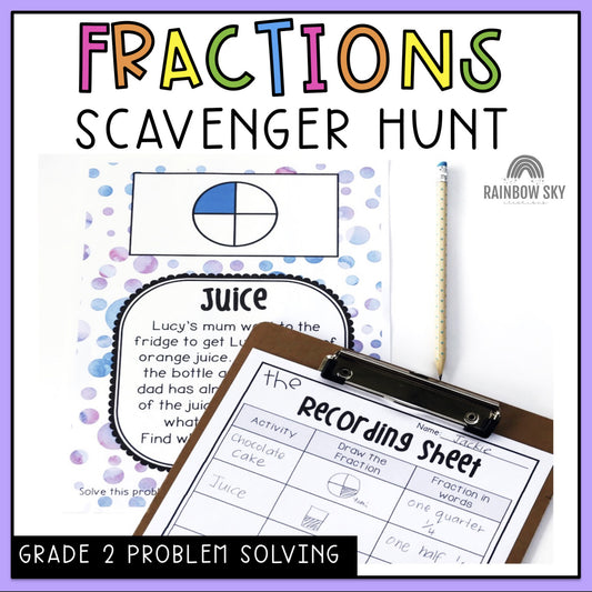 Fractions Problem Solving Investigation | Scavenger Hunt | Grade 2