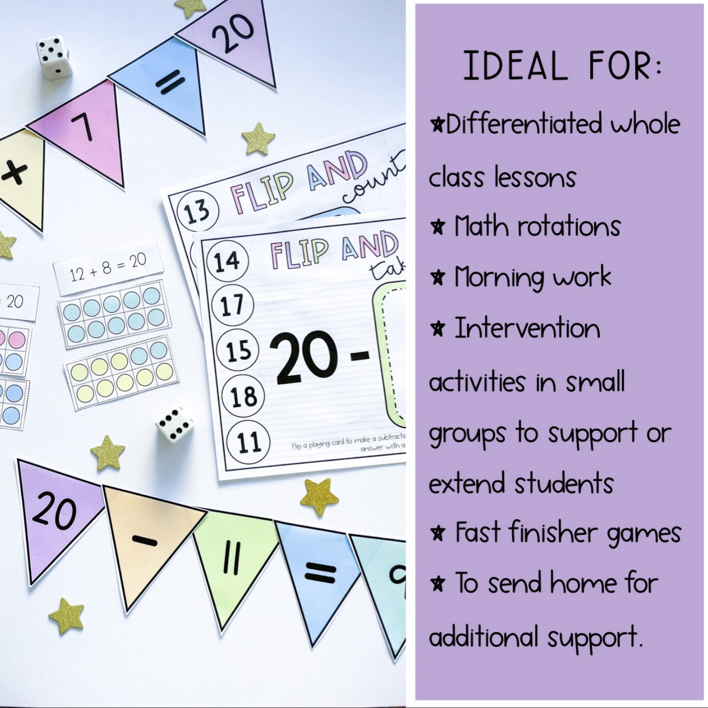 Friends of 20 Games | Addition and Subtraction Math Centers