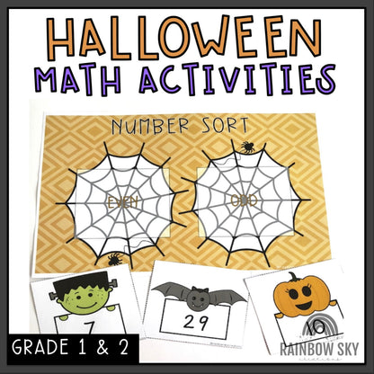 No Prep Halloween Math Centers | 1st and 2nd Grade