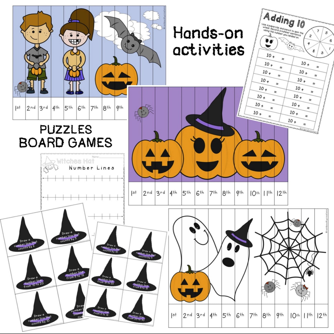 No Prep Halloween Math Centers | 1st and 2nd Grade