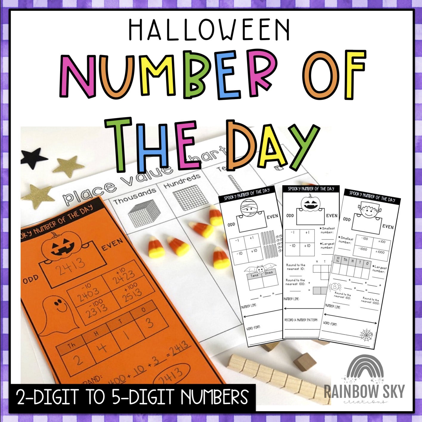 Halloween Number of the Day Templates [Number Sense up to 5 digit numbers]