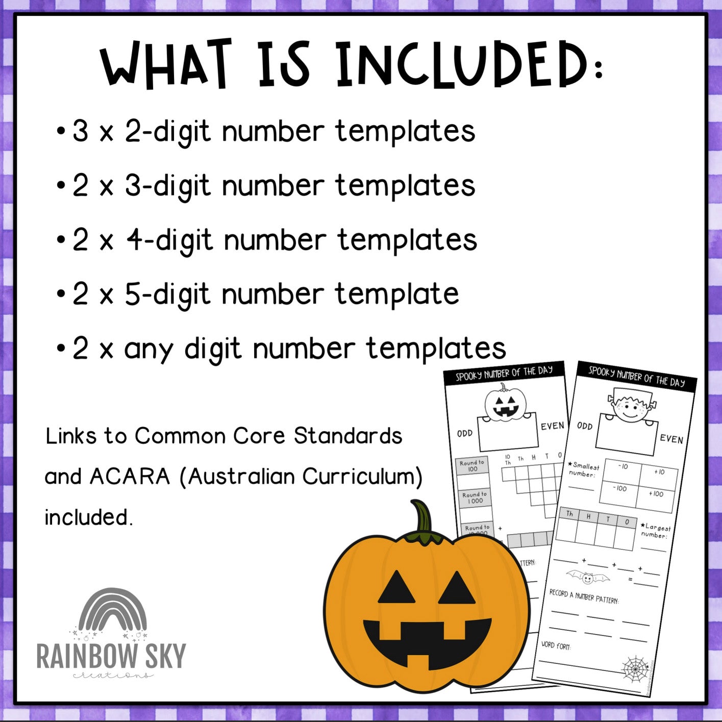 Halloween Number of the Day Templates [Number Sense up to 5 digit numbers]